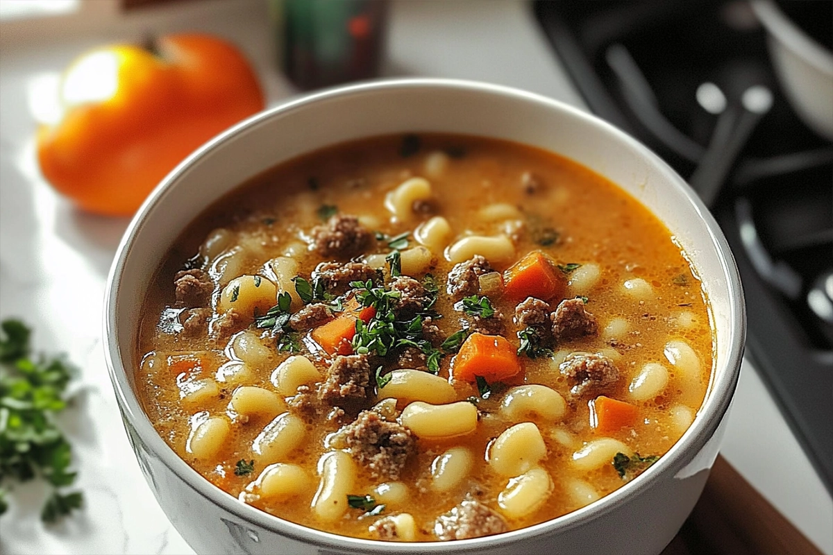 Cheeseburger Macaroni Soup