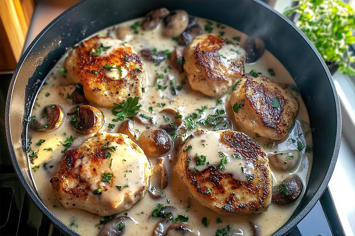 Chicken with Garlic Mushroom Sauce